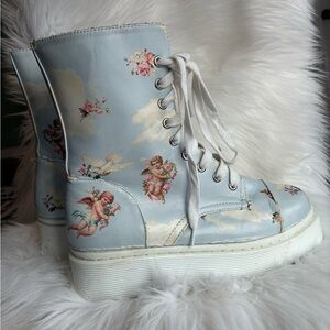 Sugar Thrillz Celestial Sass Cherub Angel Combat Boots Size 9
